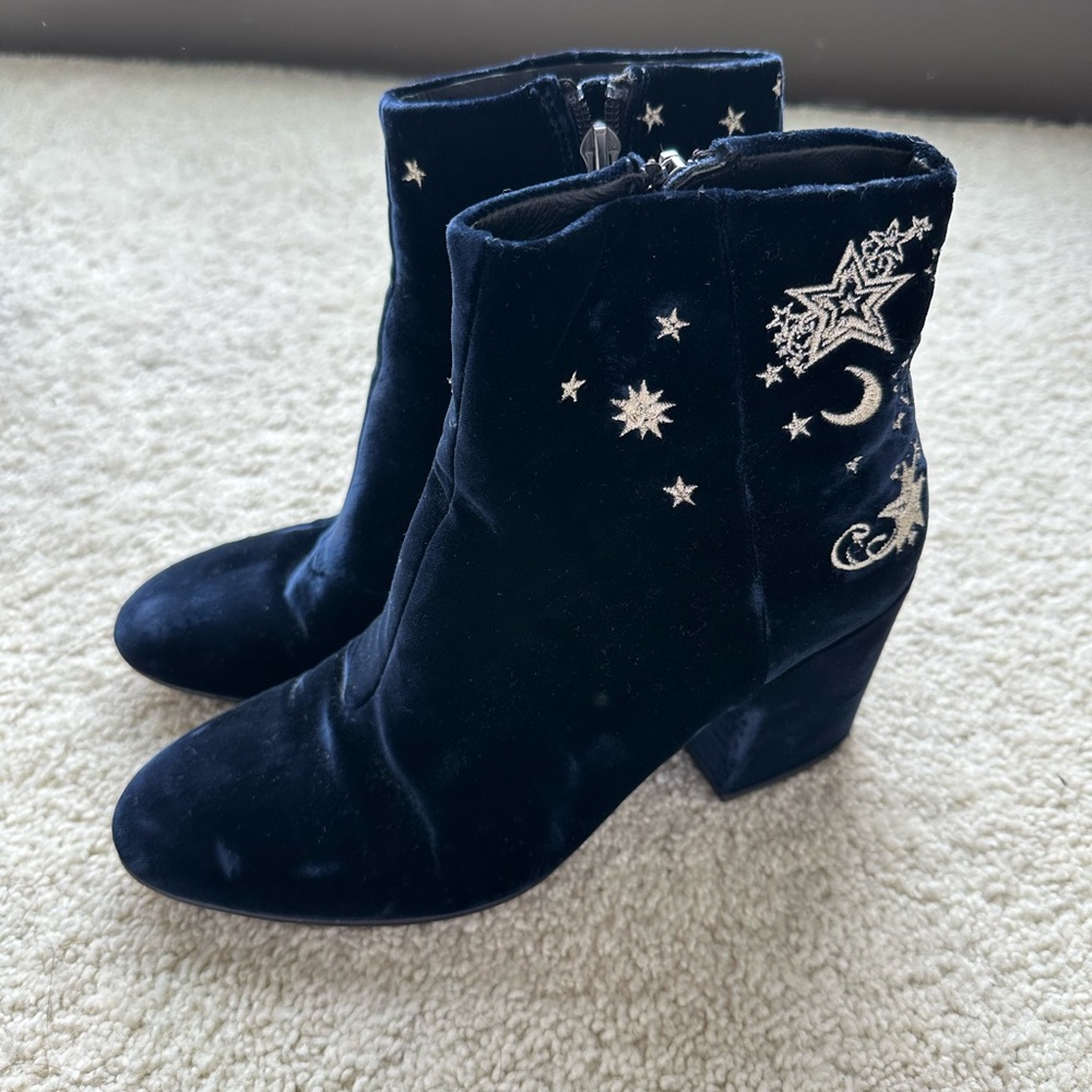 Ash Celestial Elixir Navy Ankle Boots with Stars and Moon